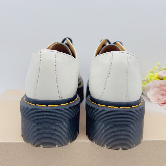 DR. MARTENS 1461 Quad Platform Shoe Oxford White Smooth Leather Womens US 5 EU36 - Picture 7 of 12